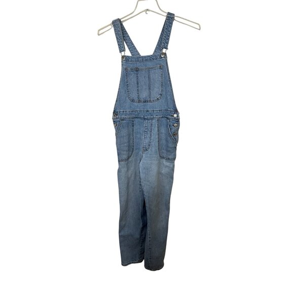 Old Navy Denim Overalls Women’s Size 8 Blue Stretch Cotton Straight Leg Casual - Picture 2 of 14